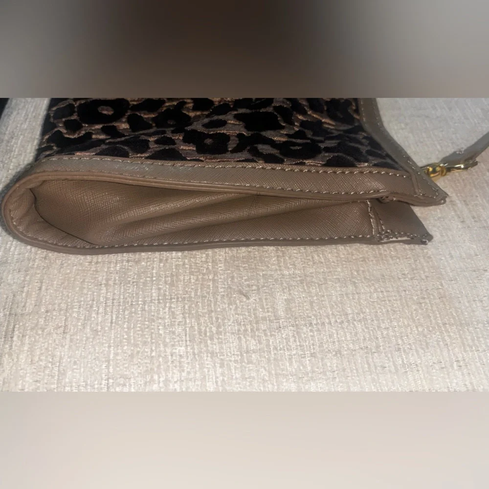 French Connection Leopard Print Bag Clutch Purse Glam Animal Pleated Hand Bag